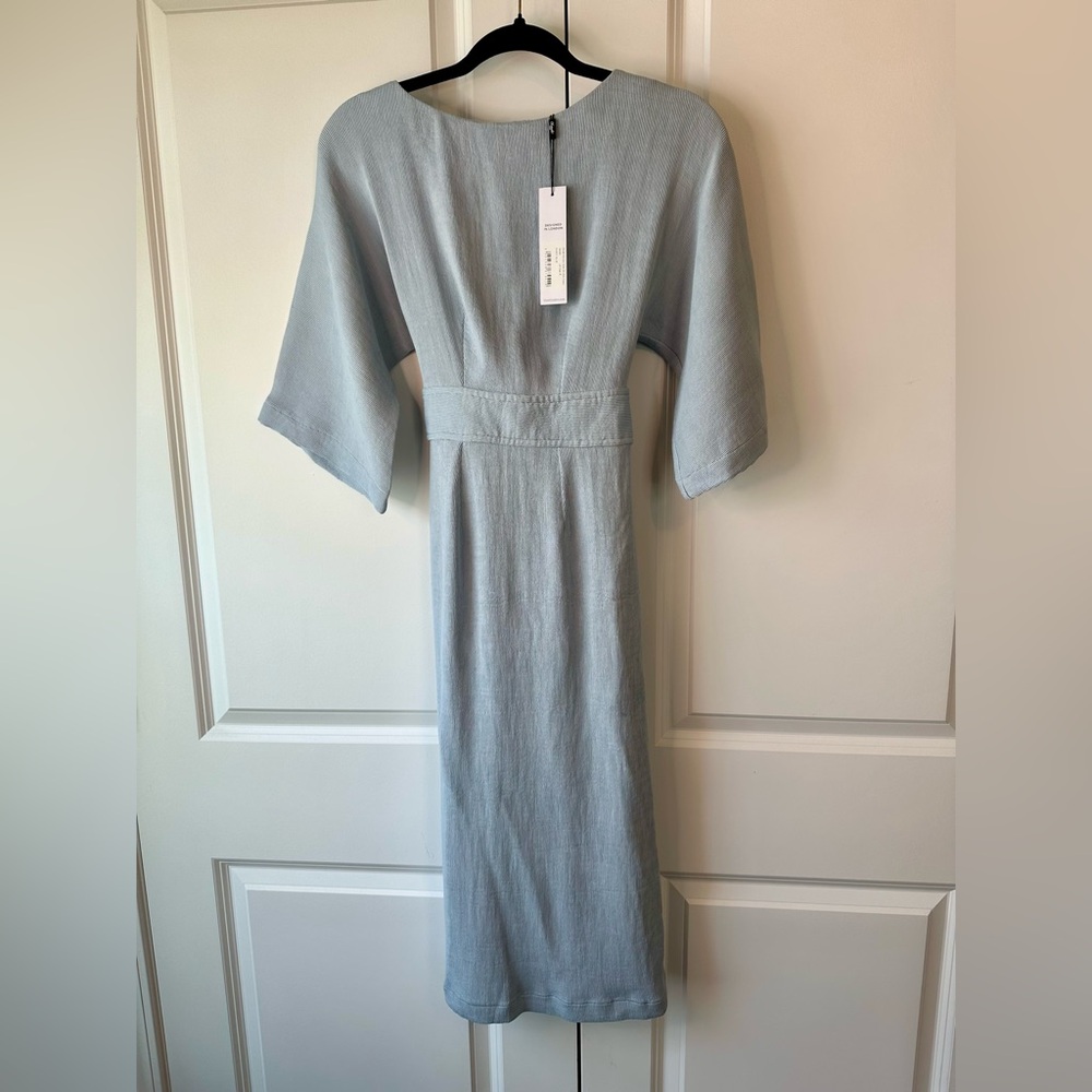 CLOSET LONDON DUSKY BLUE KIMONO PENCIL MIDI DRESS NWT Size 4